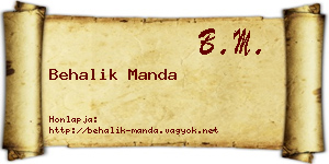 Behalik Manda névjegykártya